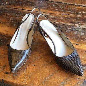 Theory Lizard Print Slingback Pumps